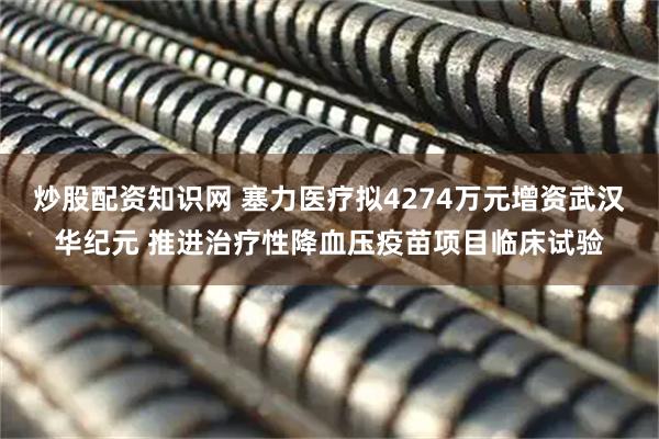 炒股配资知识网 塞力医疗拟4274万元增资武汉华纪元 推进治疗性降血压疫苗项目临床试验