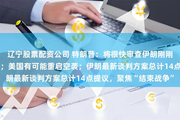 辽宁股票配资公司 特朗普：将很快审查伊朗刚刚提交的结束冲突新方案；美国有可能重启空袭；伊朗最新谈判方案总计14点提议，聚焦“结束战争”